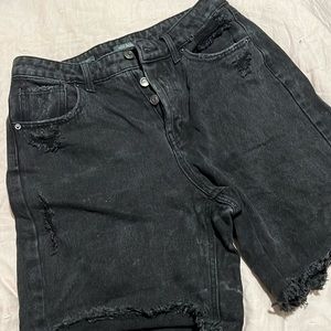 Black Distressed Bermuda Shorts